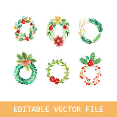 Christmas wreath of holly berries and leaves.