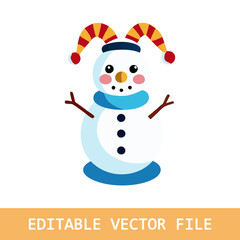 snowman wearing silk hat and santa hat 