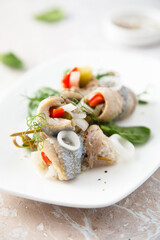 Rollmops herring with vegetables