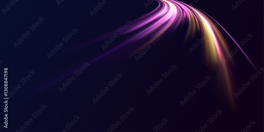 Poster futuristic dynamic motion technology blue glowing lines air flow effect. high-speed light line in th