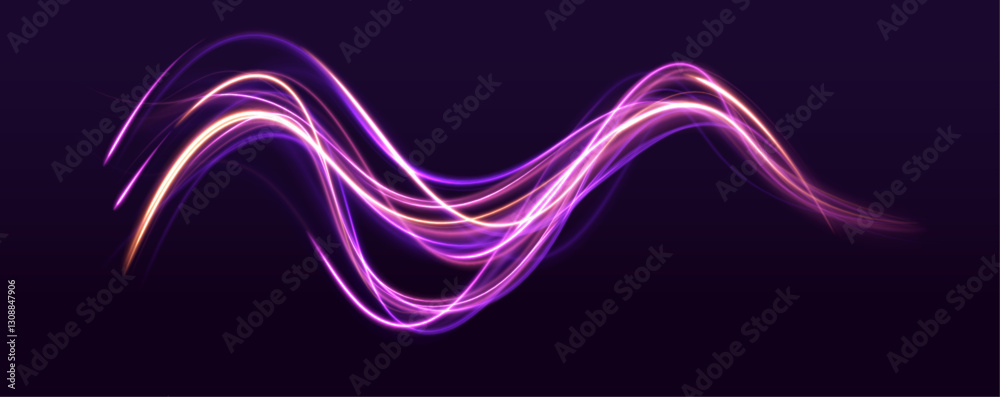 Poster speed connection vector background. neon color glowing lines background, high-speed light trails eff