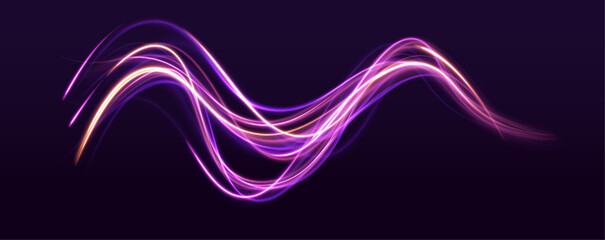 Speed connection vector background. Neon color glowing lines background, high-speed light trails effect. Trendy geometric neon collage for speed movement.	