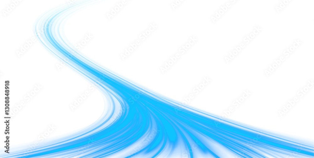 Leinwandbilder Vector png blue glowing lines air flow effect. Wavy transparent curved lines in the form of a blue wave, dynamically flowing sea water in a large set of different contour shapes.