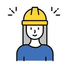 Women in engineering  vector filled outline icon. EPS 10 file