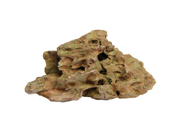 Natural dragon stone rock with rugged textures and earthy tones isolated on transparent background. PNG transparency