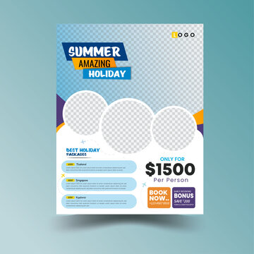 Business flyer design and brochure cover page template for travel agency, Modern poster travel flyer design template.