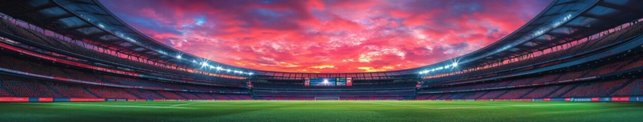 Obraz premium Spectacular sunset view over a large stadium during an event