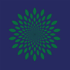 Colorful mandala pictures with green leaves