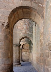 Typical historic arches in Caceres, Extremadura - Spain 