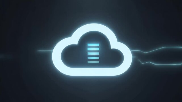 animated loading icon shaped cloud symbolizing online data storage download progress clean futuristic motion design