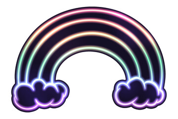 Neon rainbow sticker overlay design element