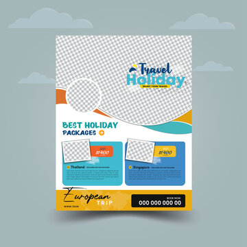 Business flyer design and brochure cover page template for travel agency, Modern poster travel flyer design template.