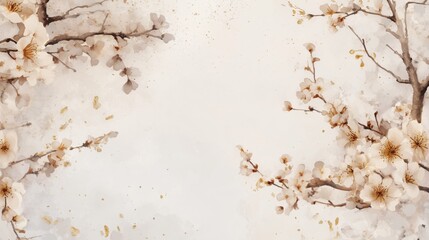 Obraz premium Pale Blossom Branch Ink Wash Background