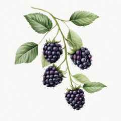 Simple watercolor blackberries isolated on a white background.