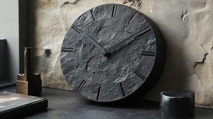 Fototapeta premium Modern, textured stone wall clock
