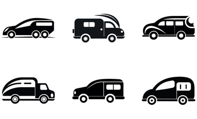 Simple Vector Icons of Various Vehicles