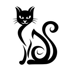 minimalist silhouette of a cat in black and white