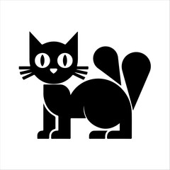 minimalist silhouette of a cat in black and white