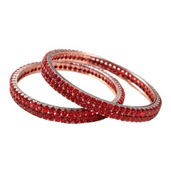 Red Crystal Bangles: Set of 2