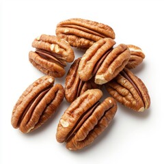Fresh pecans isolated on a white background.