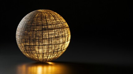 Obraz premium Illuminated Woven Sphere Lamp Glowing Dark Background