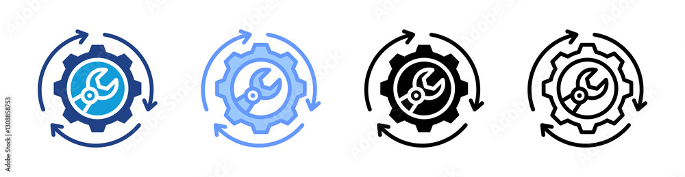 Poster Automation icon set multiple style collection