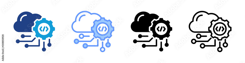 Aufkleber Cloud Computing icon set multiple style collection