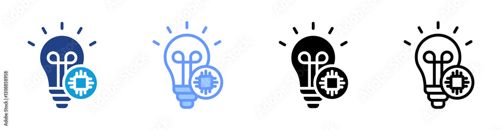 Fototapete machine learning icon set multiple style collection