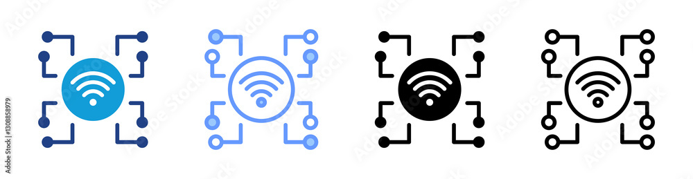 Poster Iot icon set multiple style collection