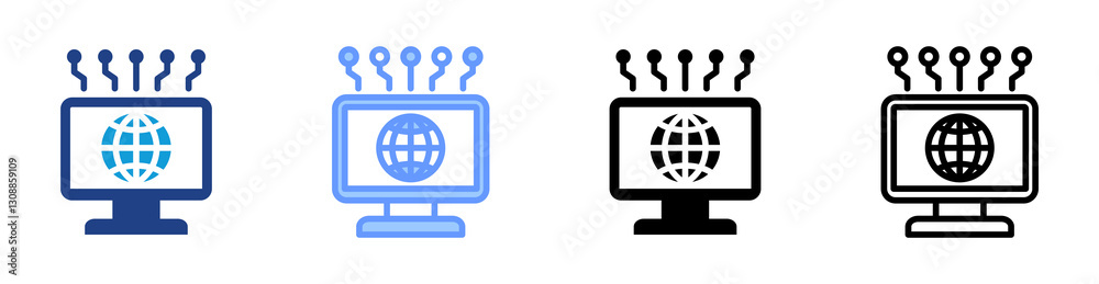 Aufkleber information technology icon set multiple style collection