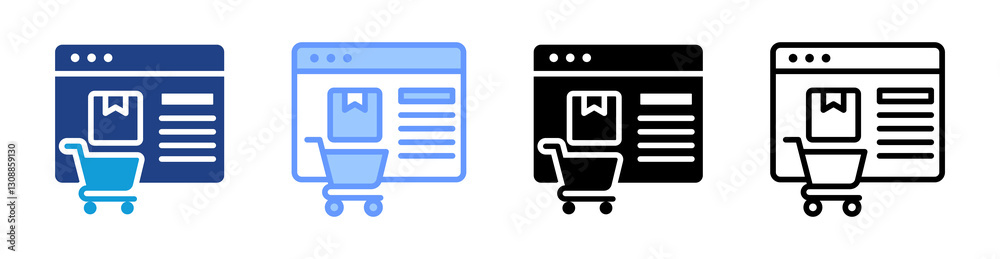 Poster e commerce icon set multiple style collection