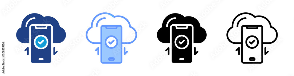 Poster Mobile Computing icon set multiple style collection