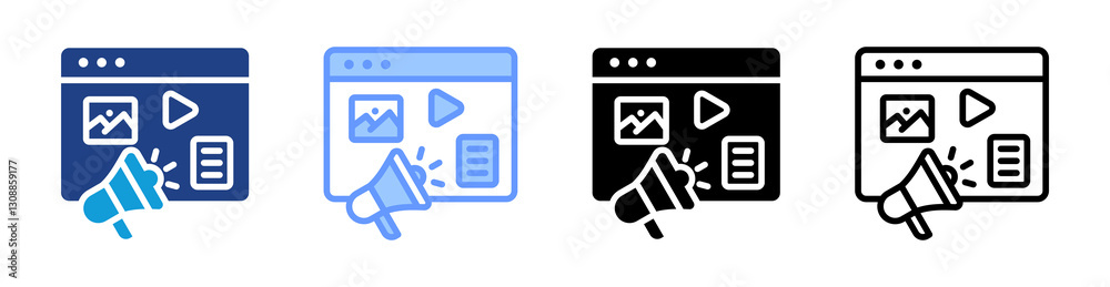 Poster digital marketing icon set multiple style collection
