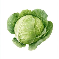 Fototapeta premium Simple watercolor cabbage, isolated on a white background.