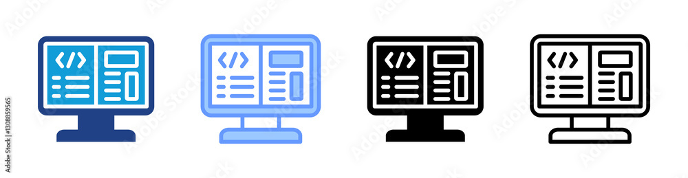 Aufkleber Programming icon set multiple style collection