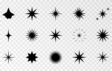 Sparkle star icon, a collection of star sparkle vectors, shining and twinkling icons, plus sunburst star shapes. Abstract magic light flare and vector star icon templates pack provided as PNG files on
