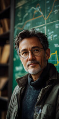 Obraz premium portrait of senior man professor in the university in the glasses
