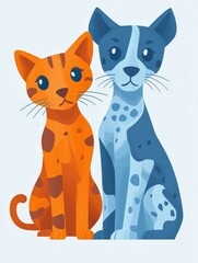 Cat and dog duo standing together in playful companionship