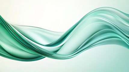 Fototapeta premium Fluid background with teal and green waves, smooth and glossy