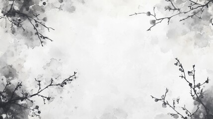 Chinese style ink wash flower painting