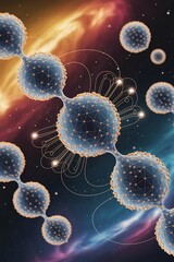 Obraz premium Technology science medical concept molecule structure connecting lines and dots futuristic background