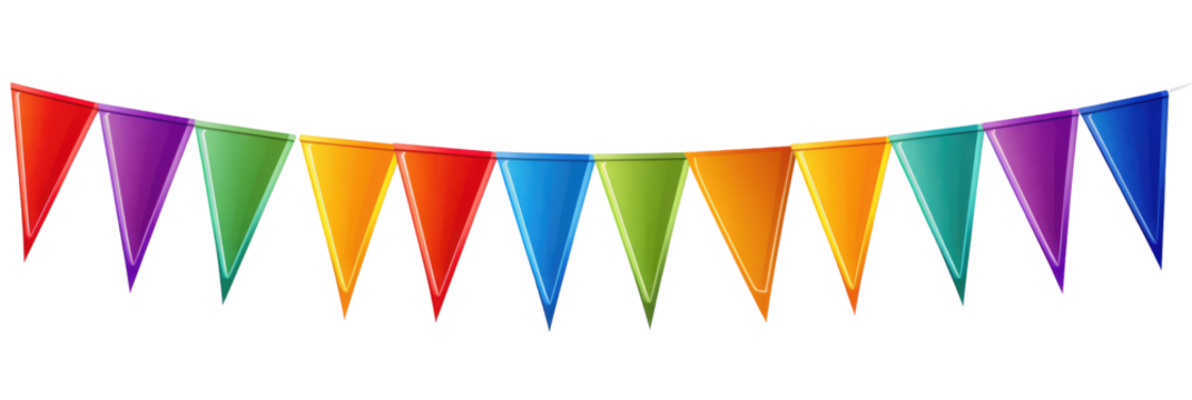 vibrant triangular bunting flags on transparent background - Powered by Adobe