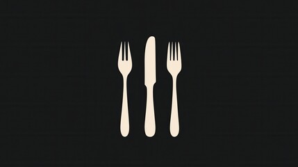 Minimalist cutlery logo featuring elegant knife and fork silhouettes in a modern design suitable for dining establishments