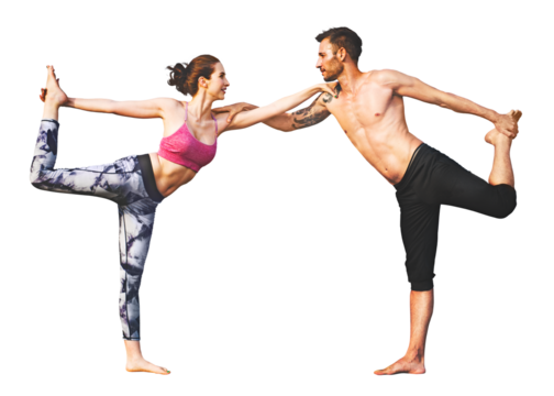 Yoga mate png exercise couple, transparent background