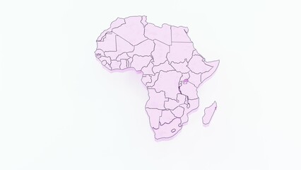 High-quality 3D animation of the African continent with a detailed map and realistic terrain. Perfect for geographic visualizations, educational projects, cartography, and digital mapping