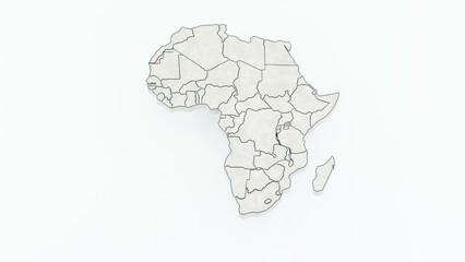 High-quality 3D animation of the African continent with a detailed map and realistic terrain. Perfect for geographic visualizations, educational projects, cartography, and digital mapping