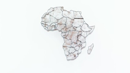 High-quality 3D animation of the African continent with a detailed map and realistic terrain. Perfect for geographic visualizations, educational projects, cartography, and digital mapping