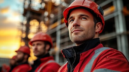 Oil Rig Workers Focused on Sunset