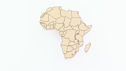 High-quality 3D animation of the African continent with a detailed map and realistic terrain. Perfect for geographic visualizations, educational projects, cartography, and digital mapping