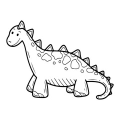 Cute dinosaur brachiosaurus. Hand drawn doodle. Herbivore. Ancient big animal lizard. Fauna. Cartoon character for kid. Vector line art illustration.